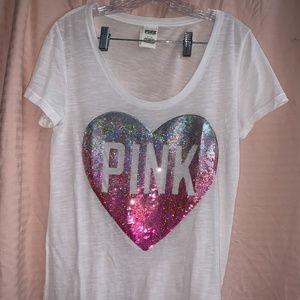 NWT VS PINK sequin heart shirt